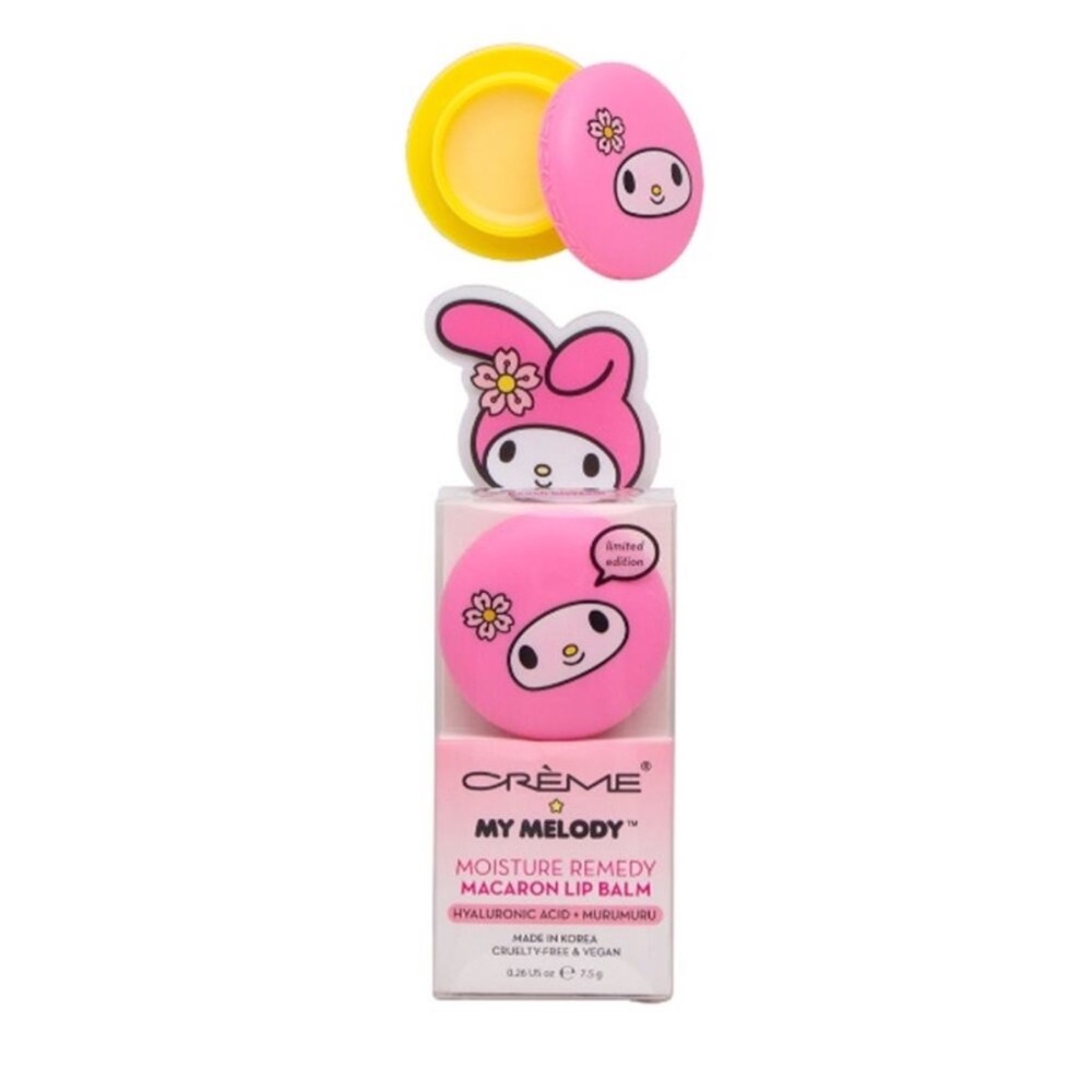 the CREME SHOP X MY MELODY MOISTURE REMEDY MACARON LIP BALM Peach Blossom
